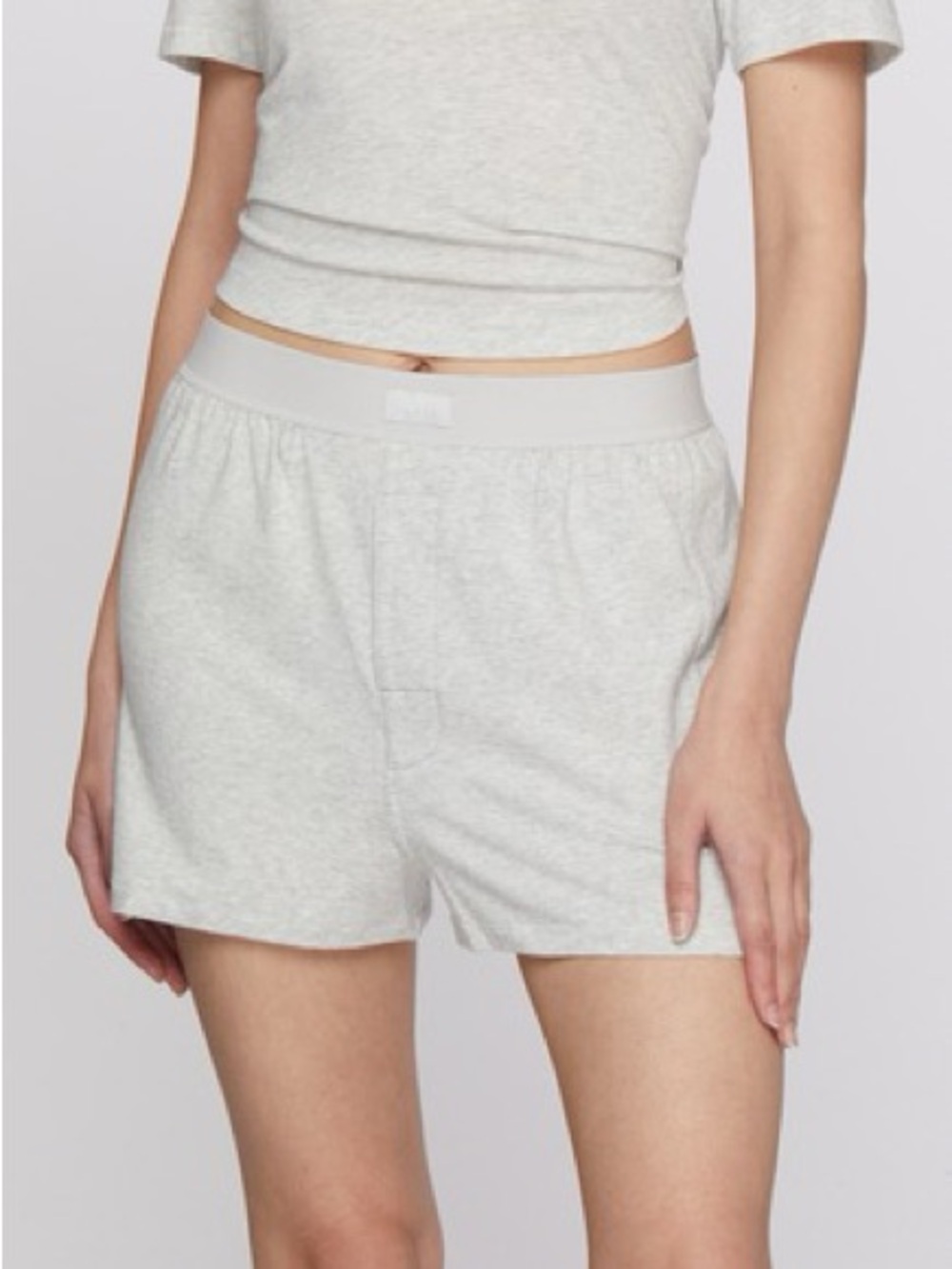SKIMS Boyfriend Loose Boxer Shorts in Light Heather Grey Size S Brand New NWT